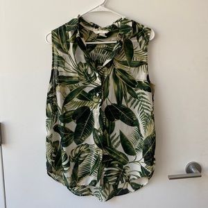 H&M Sheer Greenery Sleeveless Tank